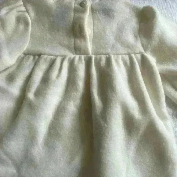 Little Lindsey Off-White top with embroidered red flowers, button back lace trim - Picture 2 of 6